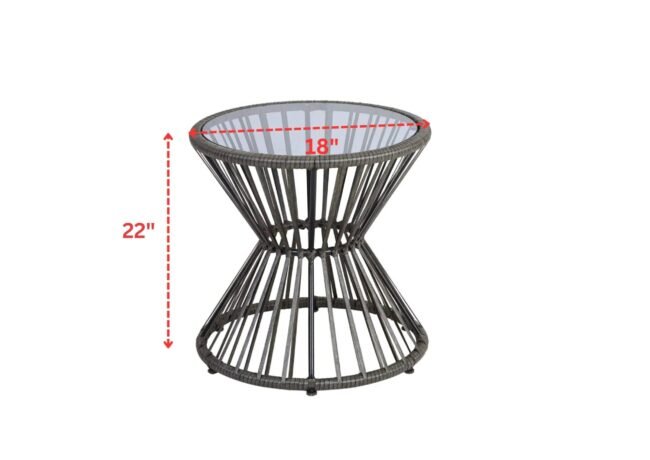 5 Piece Outdoor Patio Set with Ottoman & Side Table (Grey) - Image 3