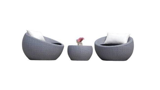 3 Piece Circular Outdoor Patio Set (Grey & Black) - Image 3