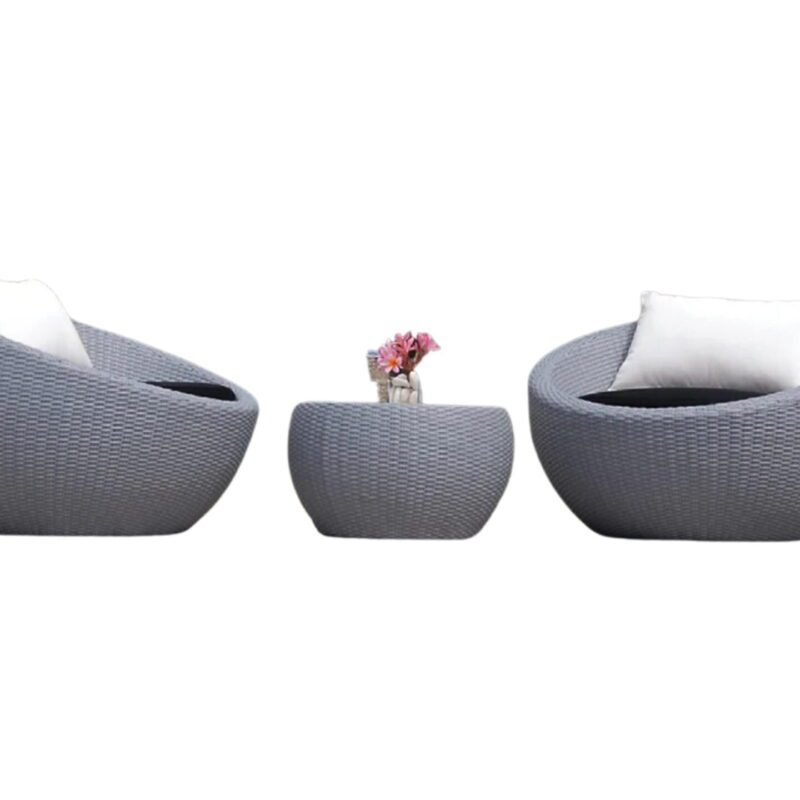 3 Piece Circular Outdoor Patio Set (Grey & Black) - Image 3