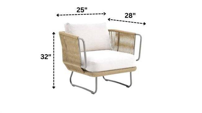 Outdoor 5pcs All-Weather Rope Sofa Set with Cushions (Beige & White) - Image 4