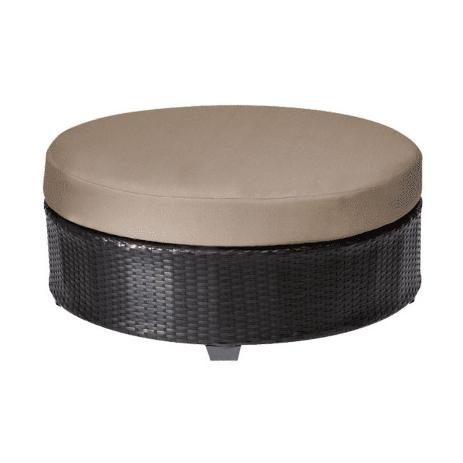 7 Seater Outdoor Garden Sectional Wicker Half Moon Round Sofa with Ottoman (Dark Brown & Cream) - Image 5