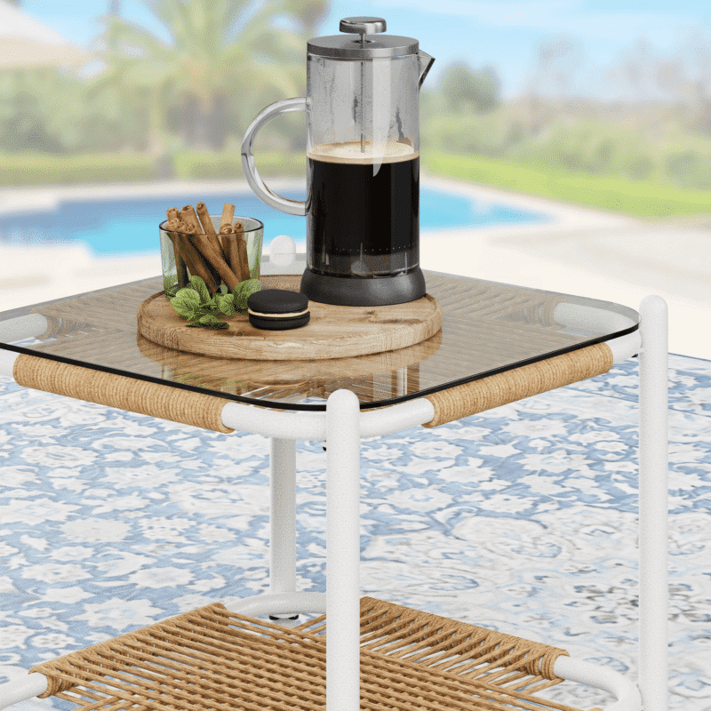3 Piece Patio Outdoor Beige Rope Sofa Set - Image 2