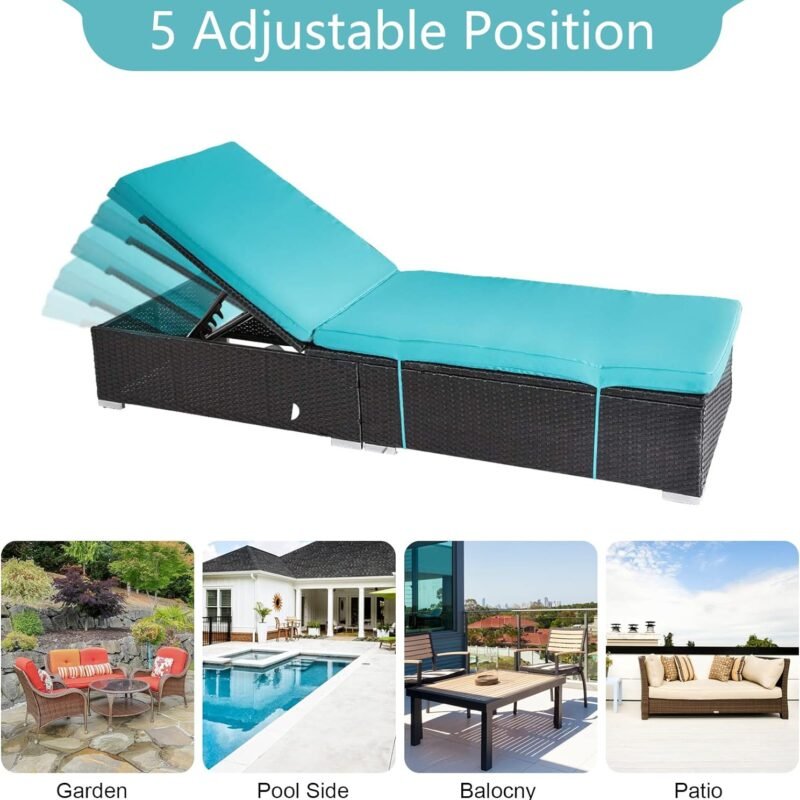 Outdoor Rattan Wicker Furniture for Garden Patio Terrace All Weather Proof Black & Sky-blue - Image 6