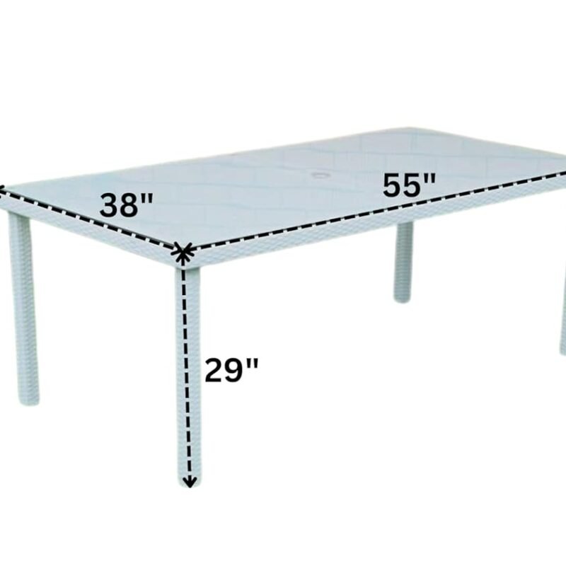 8 Seater Wicker Outdoor Dining Set With Cushion And Table(White & Dark Grey) Table Without Glass Top - Image 3