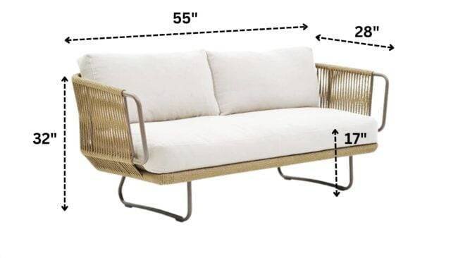 Outdoor 5pcs All-Weather Rope Sofa Set with Cushions (Beige & White) - Image 5