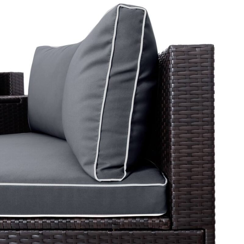 Dark Brown 6-Piece Wicker Rattan Half-Moon Outdoor Sectional Sofa Set with Round Center Table - Image 3