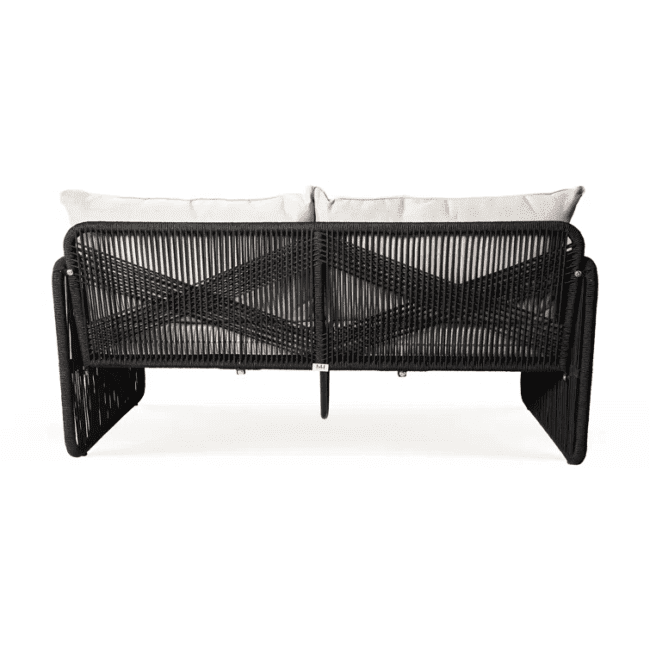 4 Piece Outdoor Rope Sofa Set With Wood Top Table (Black & Grey) - Image 6