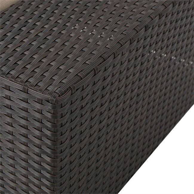 Outdoor L-Shape Wicker Patio Sectional Conversation Set & Coffee Table (Dark Brown & Cream) - Image 7