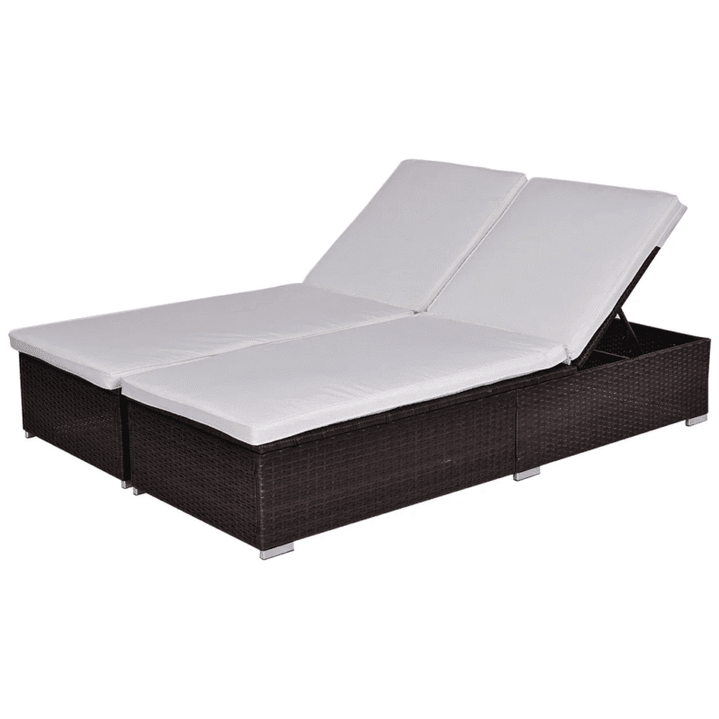 6 Seater Rattan Patio Outdoor Conversation Sofa Set with Center Table and Waterproof Recliner Lounge Chair(Dark Brown & White) - Image 6