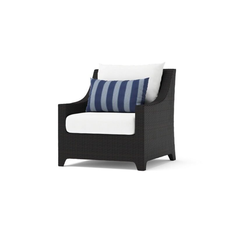All Weather Outdoor Wicker Garden Sectional Conversation Set with Side and Center Table(Dark Brown & White) - Image 3