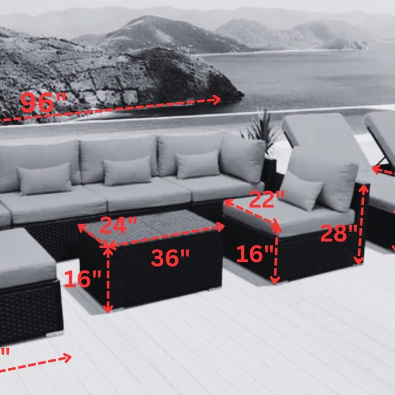 Outdoor Rattan Wicker Furniture for Garden Patio Terrace All Weather Proof Black & Cream - Image 2