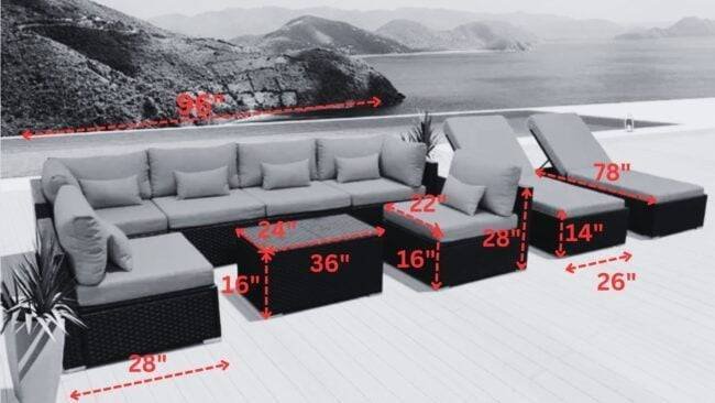 Outdoor Rattan Wicker Furniture for Garden Patio Terrace All Weather Proof Black & Sky-blue - Image 2
