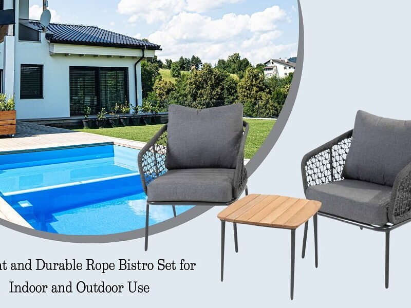 3 Piece Outdoor Rope Chairs with Cushion & Centre Table(Grey) - Image 4