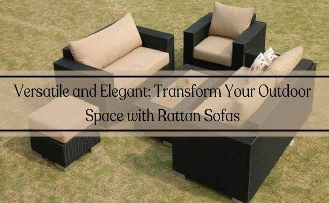 5 Piece Outdoor HDPE Wicker Sectional Sofa Conversation Set with Center Table and Ottoman(Black & Cream) - Image 3