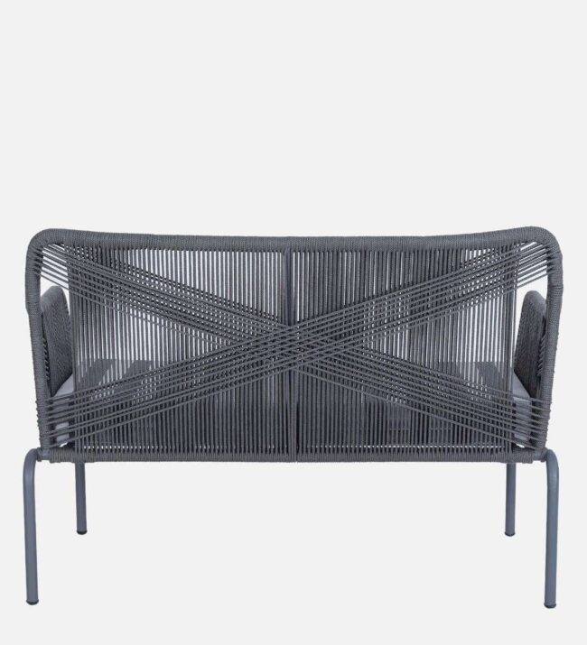 4-Piece Dark Grey Rope Sofa Set with Thick Cushions and Toughened Glass Top Table - Image 3