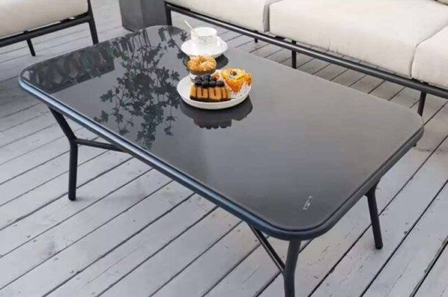 Outdoor Rope Woven Sectional Sofa Patio Set with Waterproof Cushions & Glass Tabletop (Grey & Light Grey) - Image 2