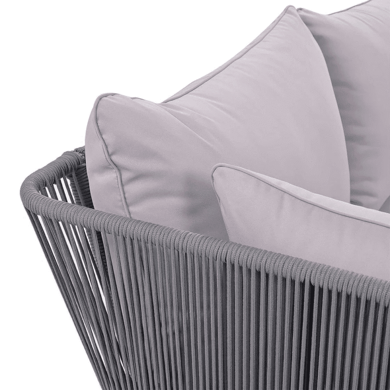 Outdoor Chaise Lounge Set Patio Daybed with Clear Tempered Glass Table (Grey) - Image 2