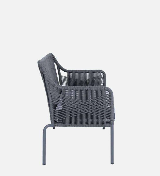 4-Piece Dark Grey Rope Sofa Set with Thick Cushions and Toughened Glass Top Table - Image 5
