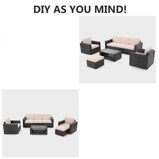 5 Piece Conversation Wicker Sofa Set with Center Table - Image 3