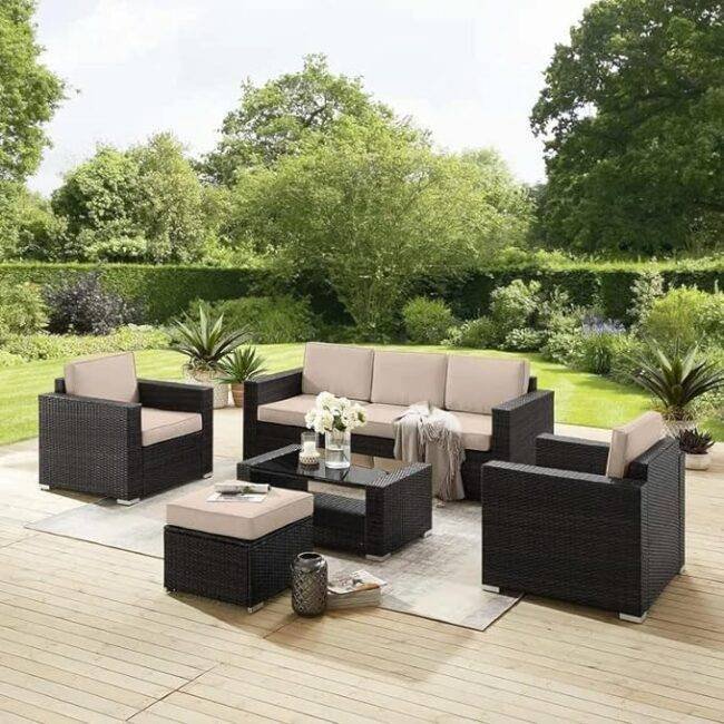 5 Piece Conversation Wicker Sofa Set with Center Table - Image 4