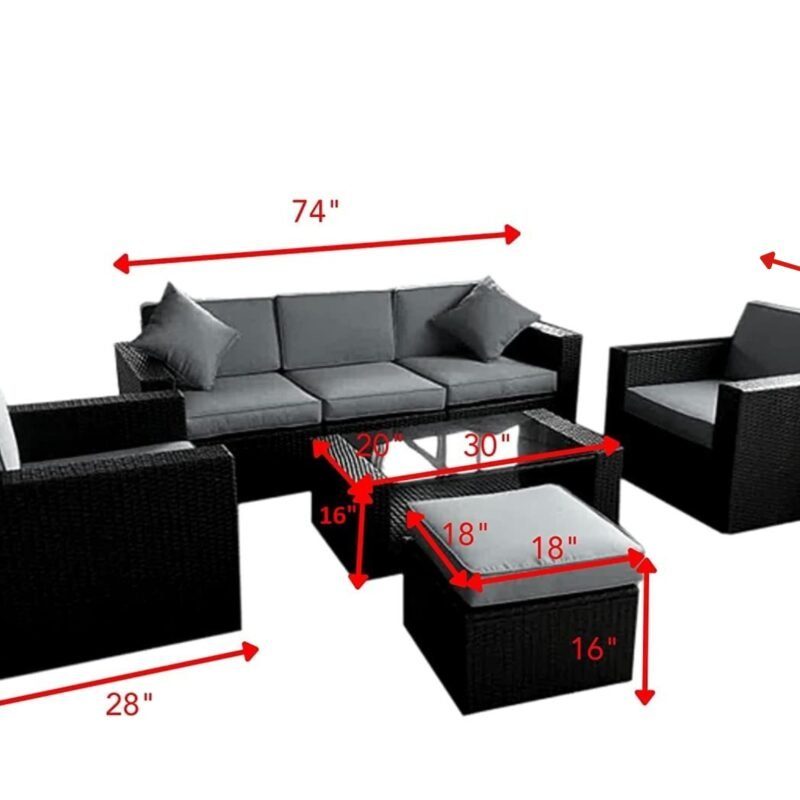5 Piece Conversation Wicker Sofa Set with Center Table - Image 2