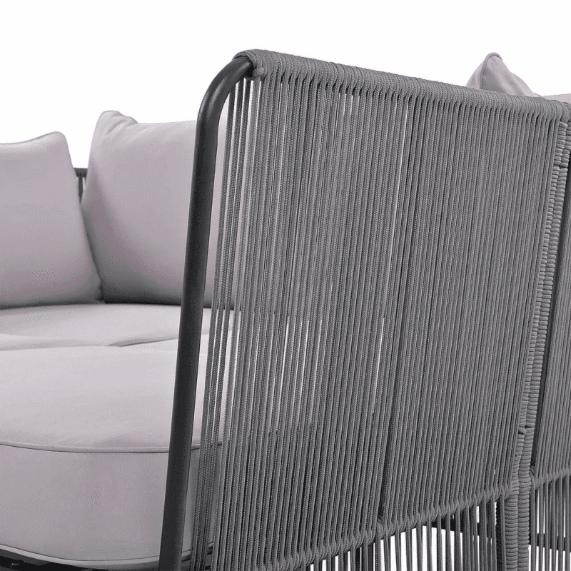 Outdoor Chaise Lounge Set Patio Daybed with Clear Tempered Glass Table (Grey) - Image 7