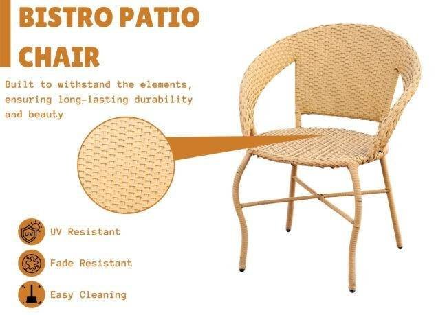 Wicker Rattan Chair & Table Set