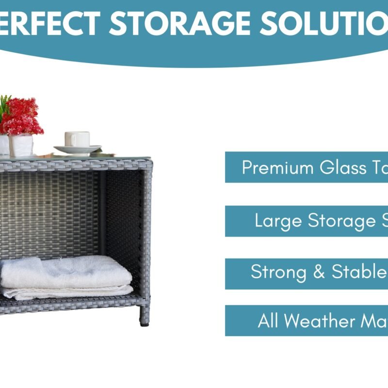 All Weather Wicker Patio 5 Piece Furniture (Silver Grey & Sky-Blue) - Image 6