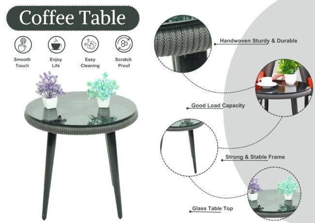 3 Piece Patio Outdoor All Weather Set (Grey & Orange) - Image 5
