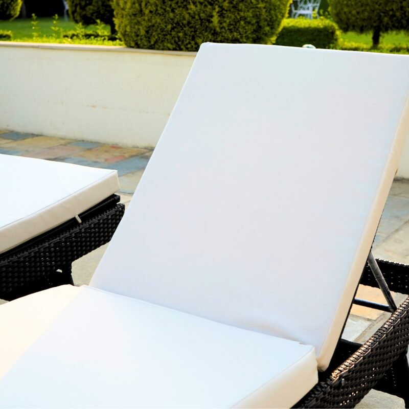Set of 2 Outdoor Patio Recliner Lounger Chair with All Weather Cushions (Dark Brown & Off-white) - Image 5