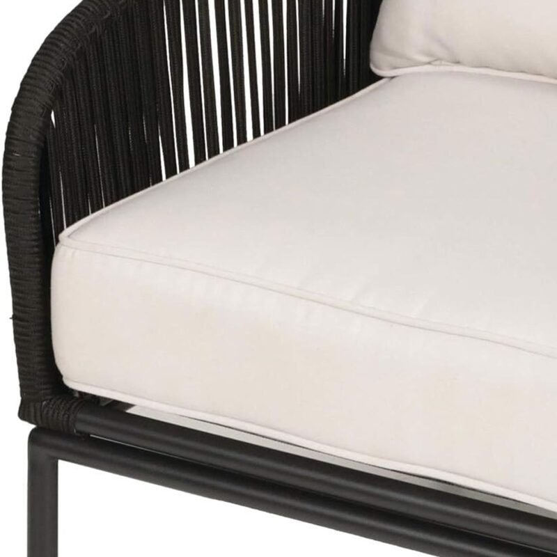 3 Piece Outdoor Rope Bistro Set (Black & White) - Image 3