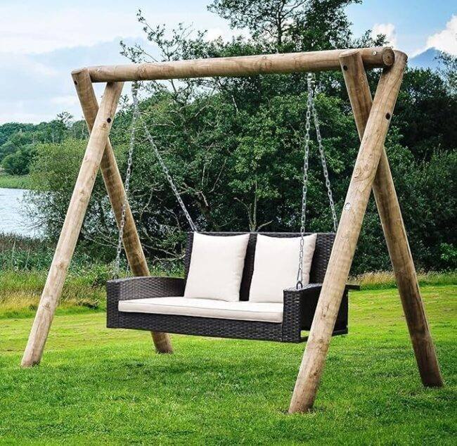outdoor wicker handing furniture for two person