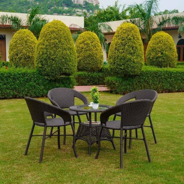 5-Piece Outdoor Rattan Wicker Patio Bistro Set (Dark Brown)