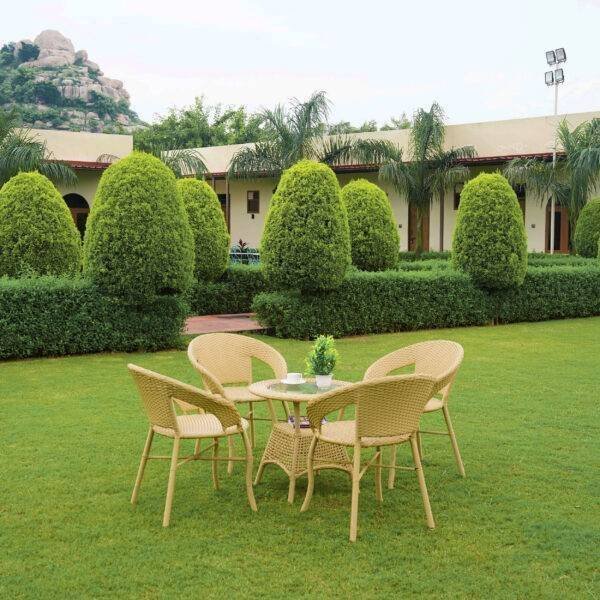 5-Piece Outdoor Rattan Wicker Patio Bistro Set (Beige)