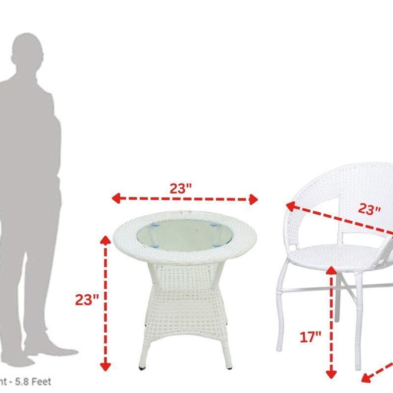 Outdoor All Weather Rattan Wicker 3-Piece Patio Bistro Set (White) - Image 3