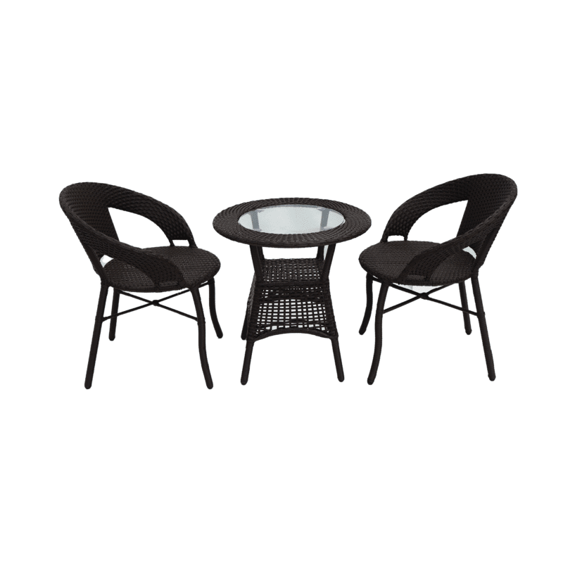 Outdoor All Weather Rattan Wicker 3-Piece Patio Bistro Set (Dark Brown) - Image 5