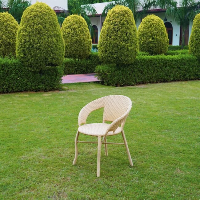Outdoor Wicker All Weather Patio Dining Chair(Beige) - Image 5