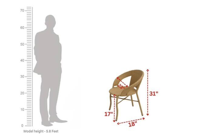 Outdoor Wicker All Weather Patio Dining Chair(Beige) - Image 2