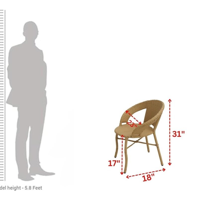 Outdoor Wicker All Weather Patio Dining Chair(Beige) - Image 2
