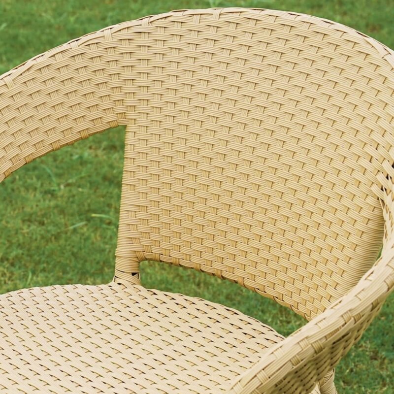 Outdoor Wicker All Weather Patio Dining Chair(Beige) - Image 3