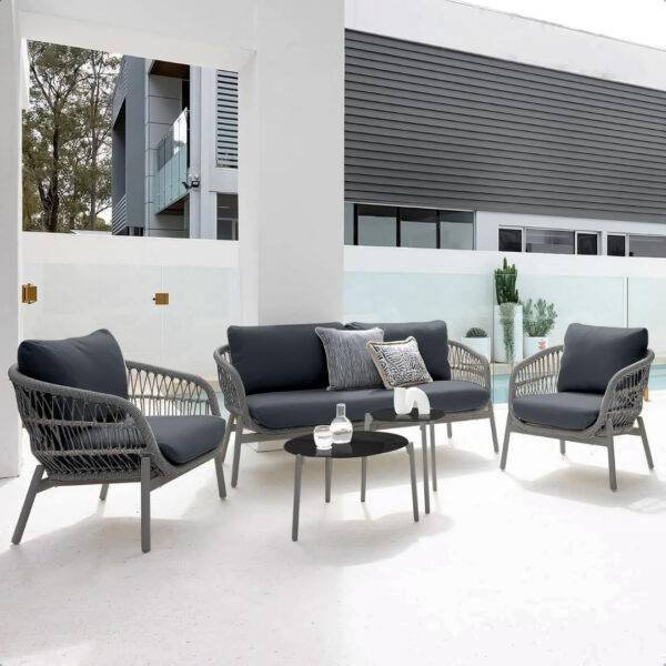 Outdoor Garden 4 Seater Rope Sofa(Light Grey & Dark grey)