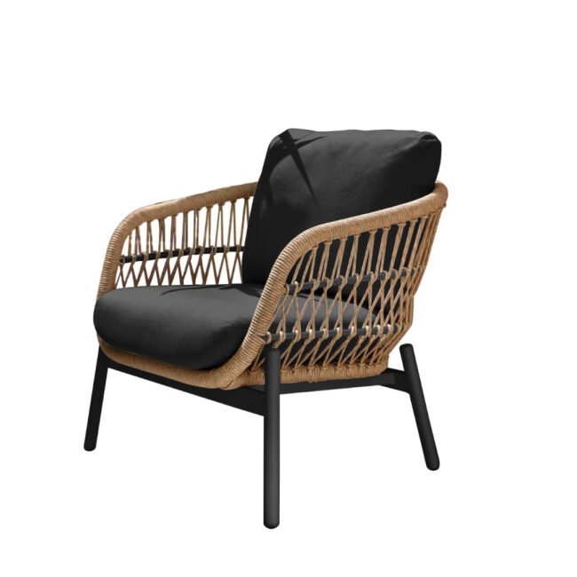 Outdoor Garden 4 Seater Rope Sofa (Beige & Black) - Image 9
