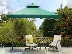 10ft Side Pole Square Shape Outdoor Umbrella With Marble Base (Green)