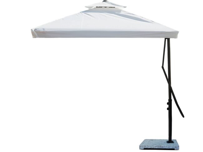 10ft Side Pole Square Shape Outdoor Umbrella With Marble Base (Off-White) - Image 8