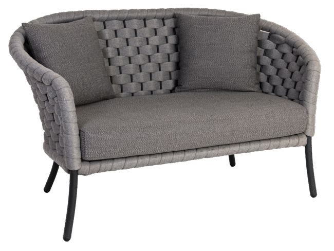 Outdoor Grey Rope 4 Piece Patio Sofa Set with Dark Grey Cushions - Image 3