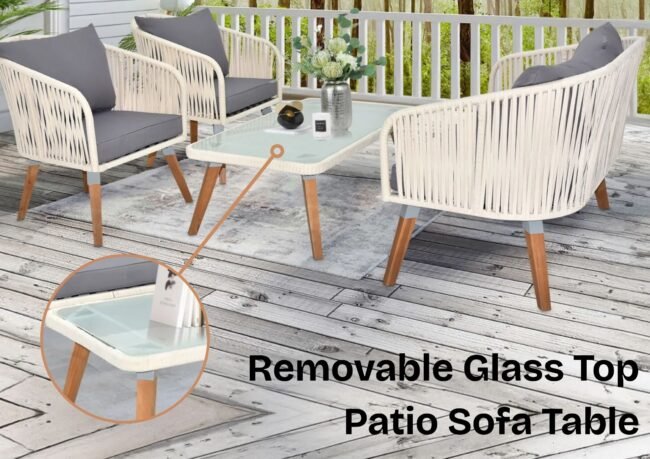 Outdoor Rope 4-Piece Sofa Set (White & Grey) - Image 7