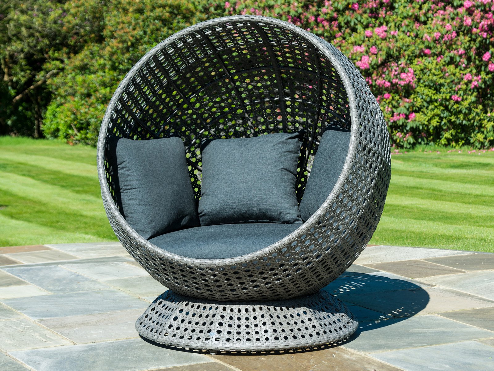 Outdoor Single Seater Basket Swing For Balcony & Garden (Grey)