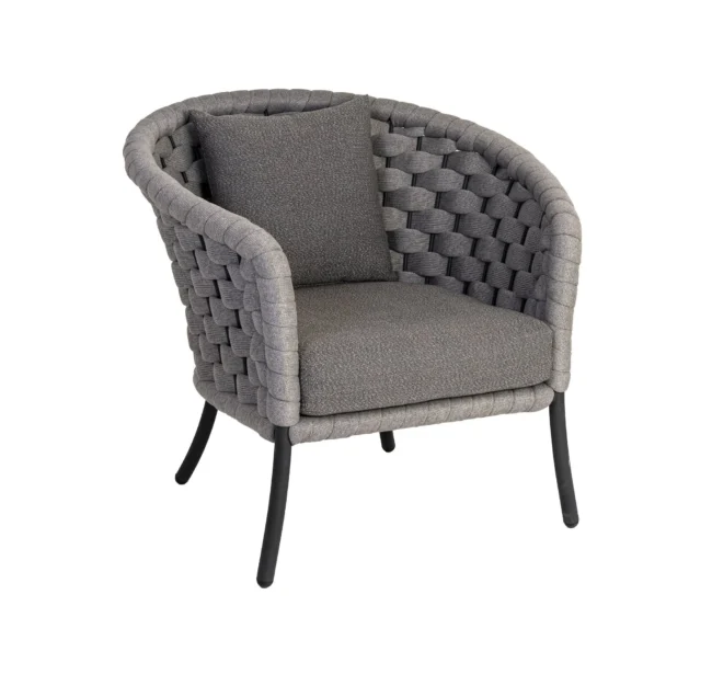 Outdoor Grey Rope 4 Piece Patio Sofa Set with Dark Grey Cushions - Image 8