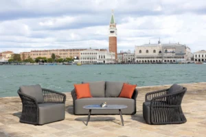 4-Piece Outdoor Braid & Rope Sofa Set (Grey)