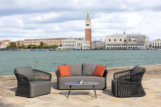 4-Piece Outdoor Braid & Rope Sofa Set (Grey)